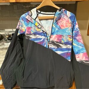 Sweaty Betty Fast Track Hooded Running Jacket Light Weight Multi Color Medium